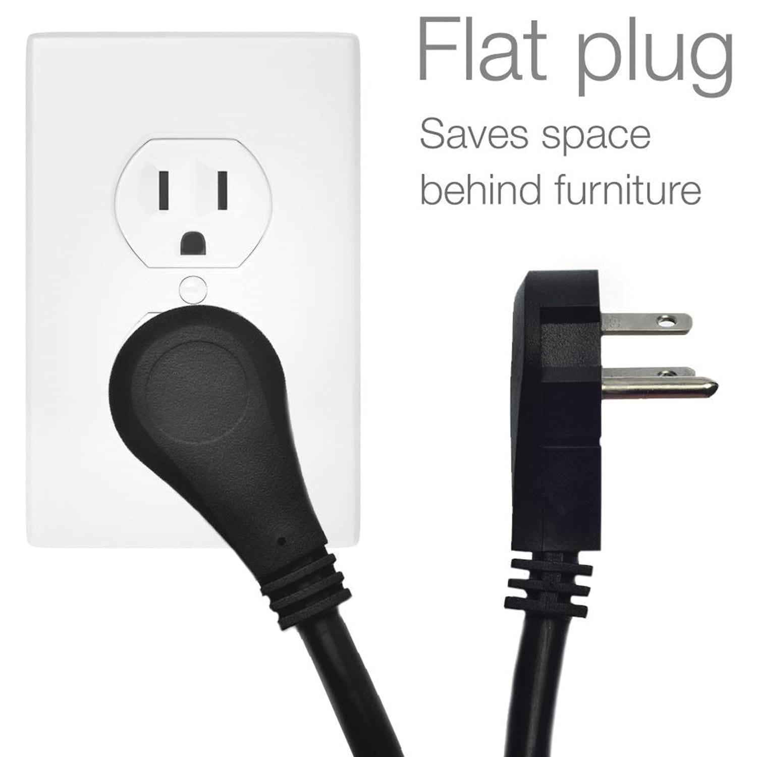 Digital Energy 6-AC Outlet Surge Protector Power Strip with Angled Plug, 15 Ft., Black