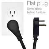 Digital Energy 6-AC Outlet Surge Protector Power Strip with Angled Plug, 15 Ft., Black
