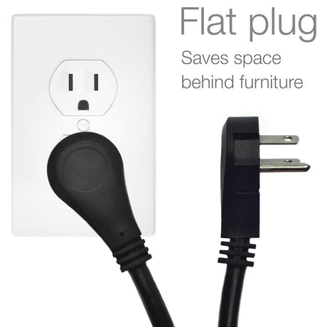 Digital Energy 6-AC Outlet Surge Protector Power Strip with Angled Plug, 15 Ft., Black