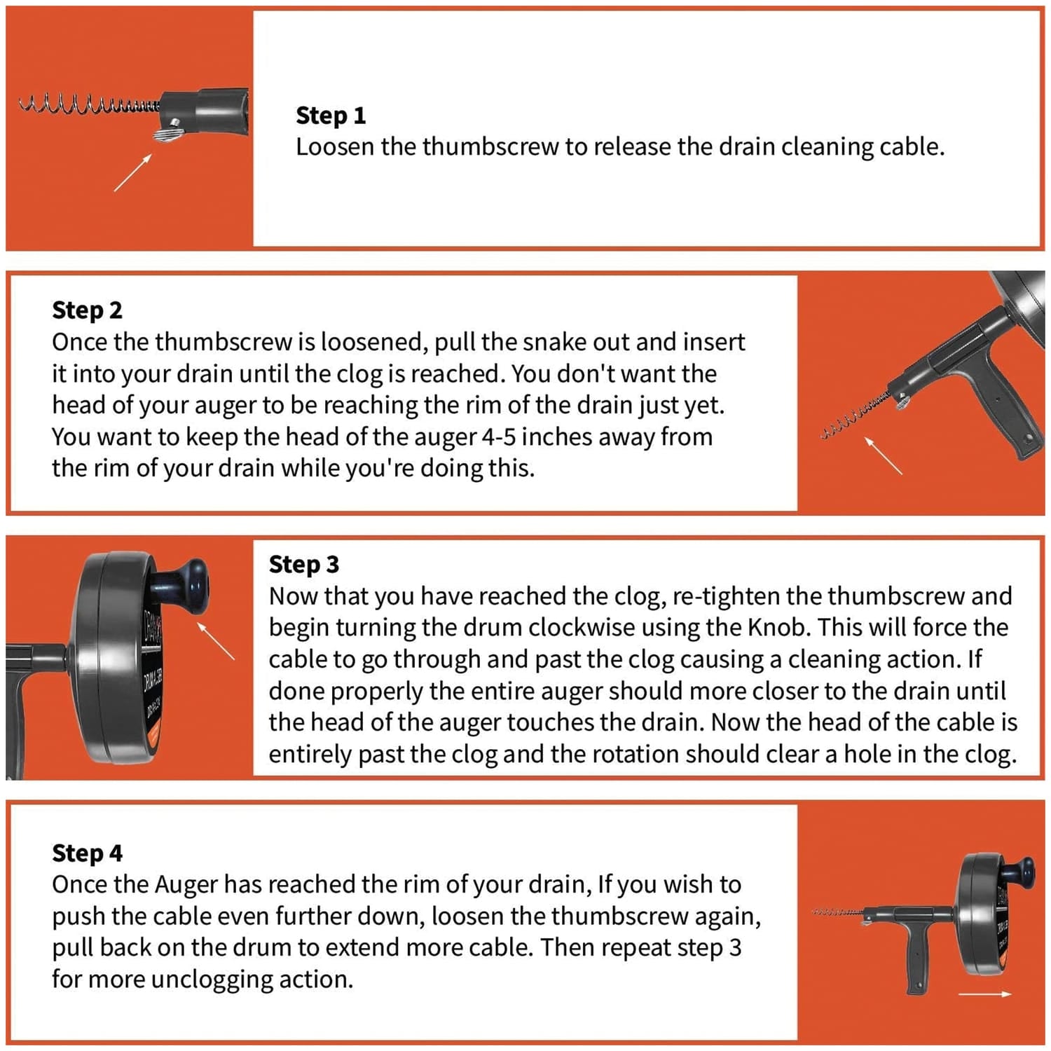 DrainX Heavy-Duty-Steel Pro Drum Drain Auger, 25 Ft., with Work Gloves and Carrying Pouch