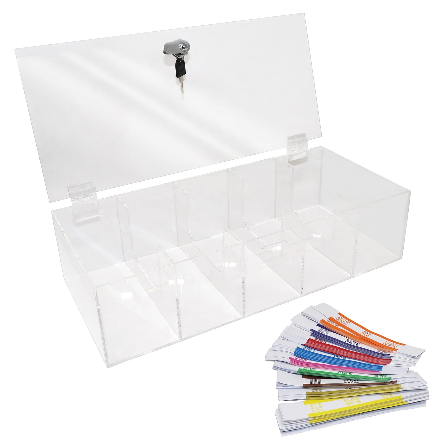 Nadex Coins 5-Compartment Currency Tray with Locking Cover