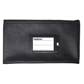 Nadex Coins Vinyl 7-Day Pack of Zippered Bank Deposit Cash and Coin Bags with Card Window, Black