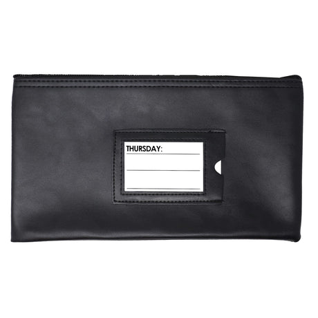 Nadex Coins Vinyl 7-Day Pack of Zippered Bank Deposit Cash and Coin Bags with Card Window, Black