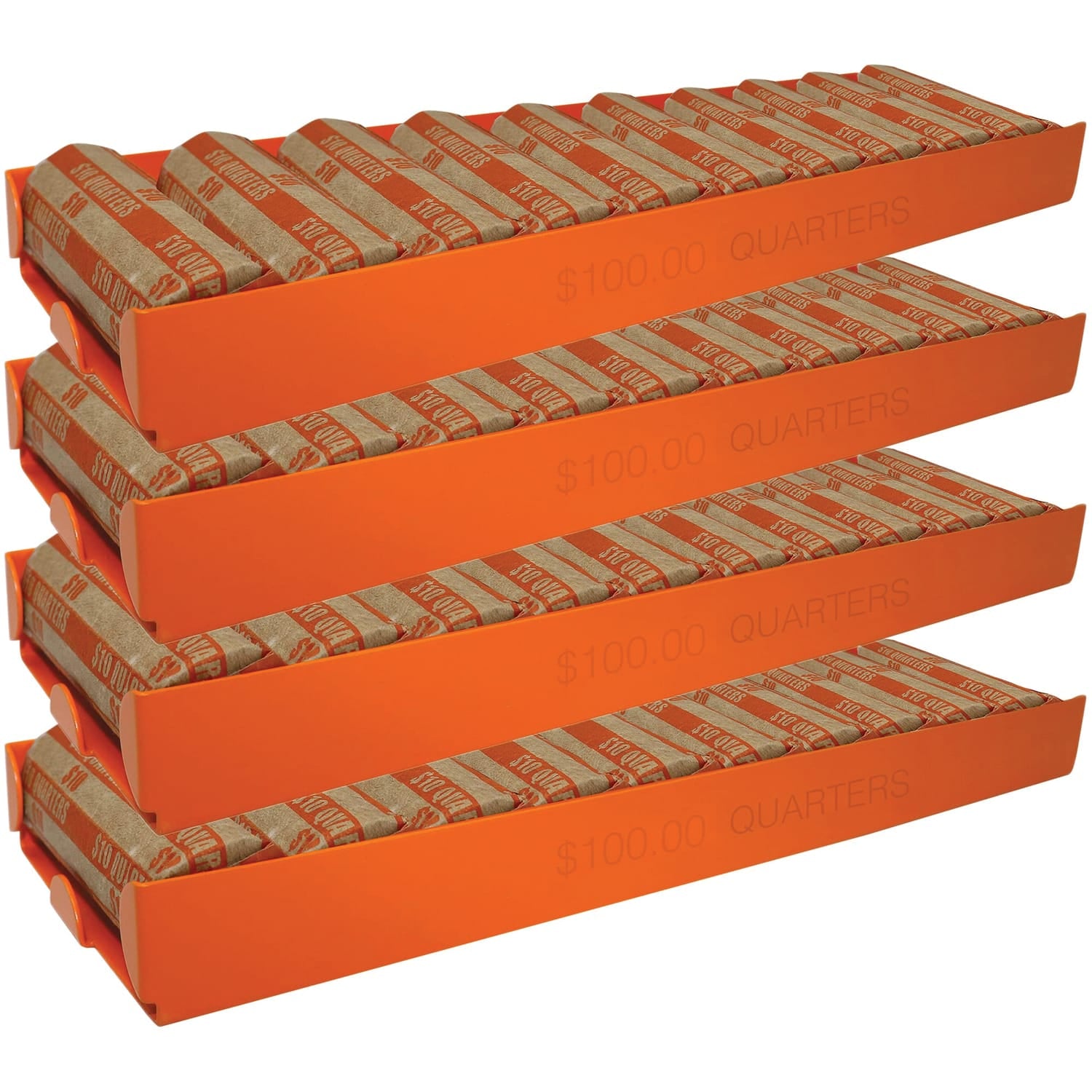 Nadex Coins Stackable Aluminum Quarter Coin Trays, 4 Pack