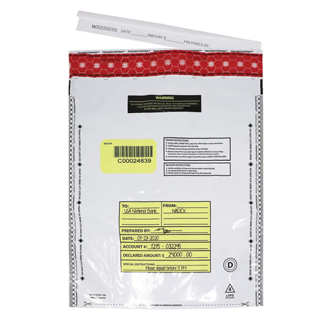 Nadex Coins 12 In. x 16 In. Opaque Tamper-Evident Cash and Coin Bank Deposit Bags for Fraud Prevention, 50 Pack