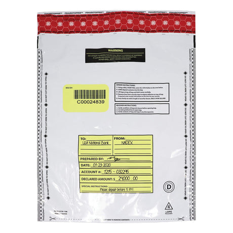 Nadex Coins 12 In. x 16 In. Opaque Tamper-Evident Cash and Coin Bank Deposit Bags for Fraud Prevention, 50 Pack