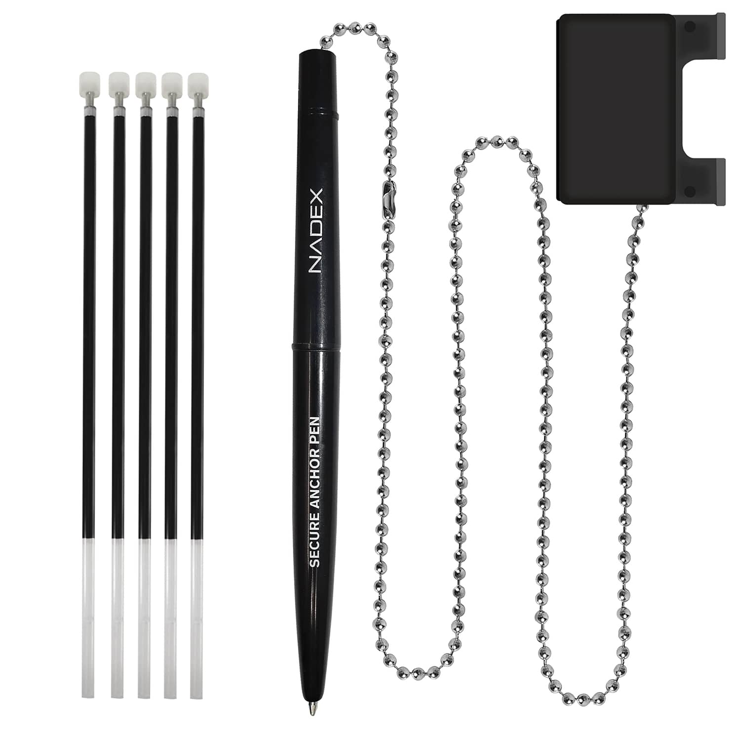 Nadex Coins Ball and Chain Security Pen Set, 1 Pen, Black