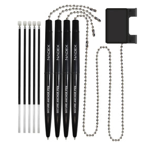 Nadex Coins Ball and Chain Security Pen Set, 4 Pen, Black