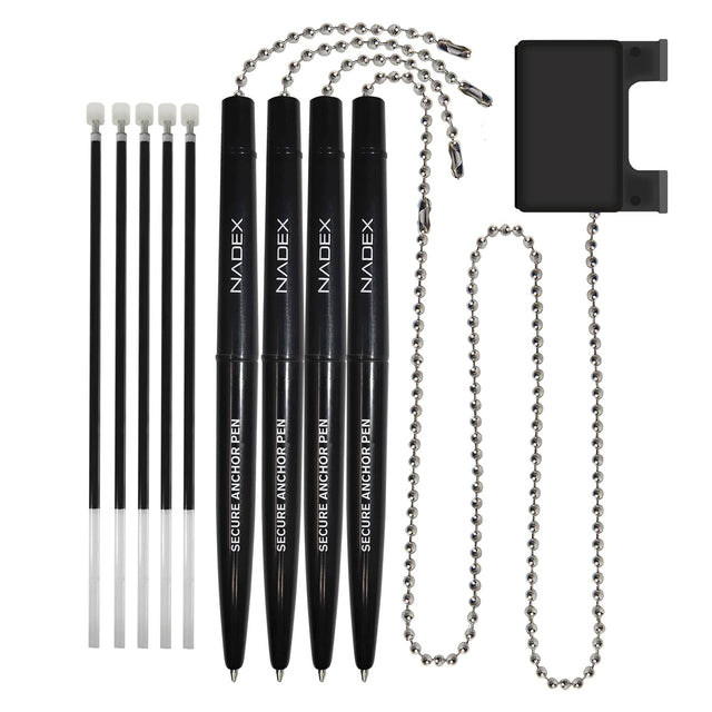 Nadex Coins Ball and Chain Security Pen Set, 4 Pen, Black