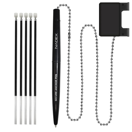 Nadex Coins Ball and Chain Security Pen Set, 12 Pen, Black