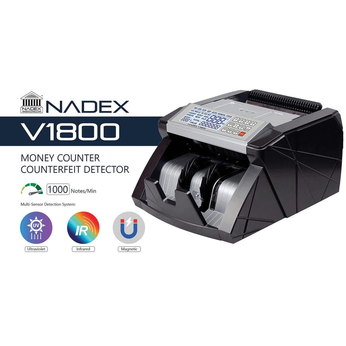 Nadex Coins V1800 Money Counter and Counterfeit Detector