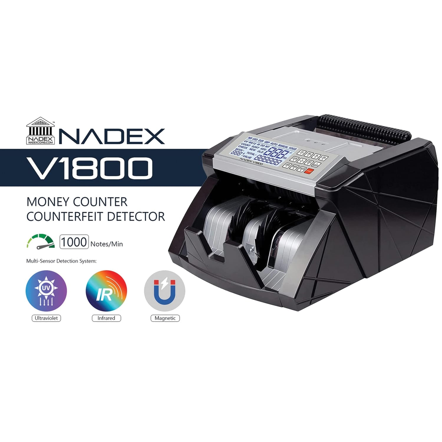 Nadex Coins V1800 Money Counter and Counterfeit Detector