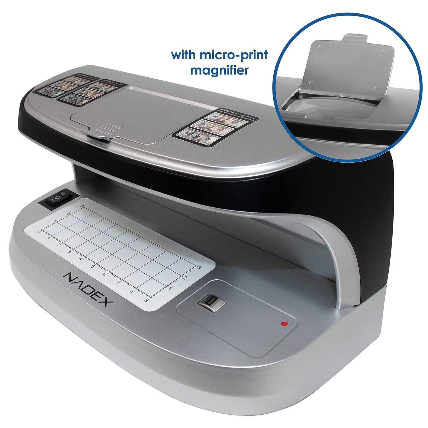 Nadex Coins V27 Desktop UV Counterfeit Detector with Micro Print Magnifier