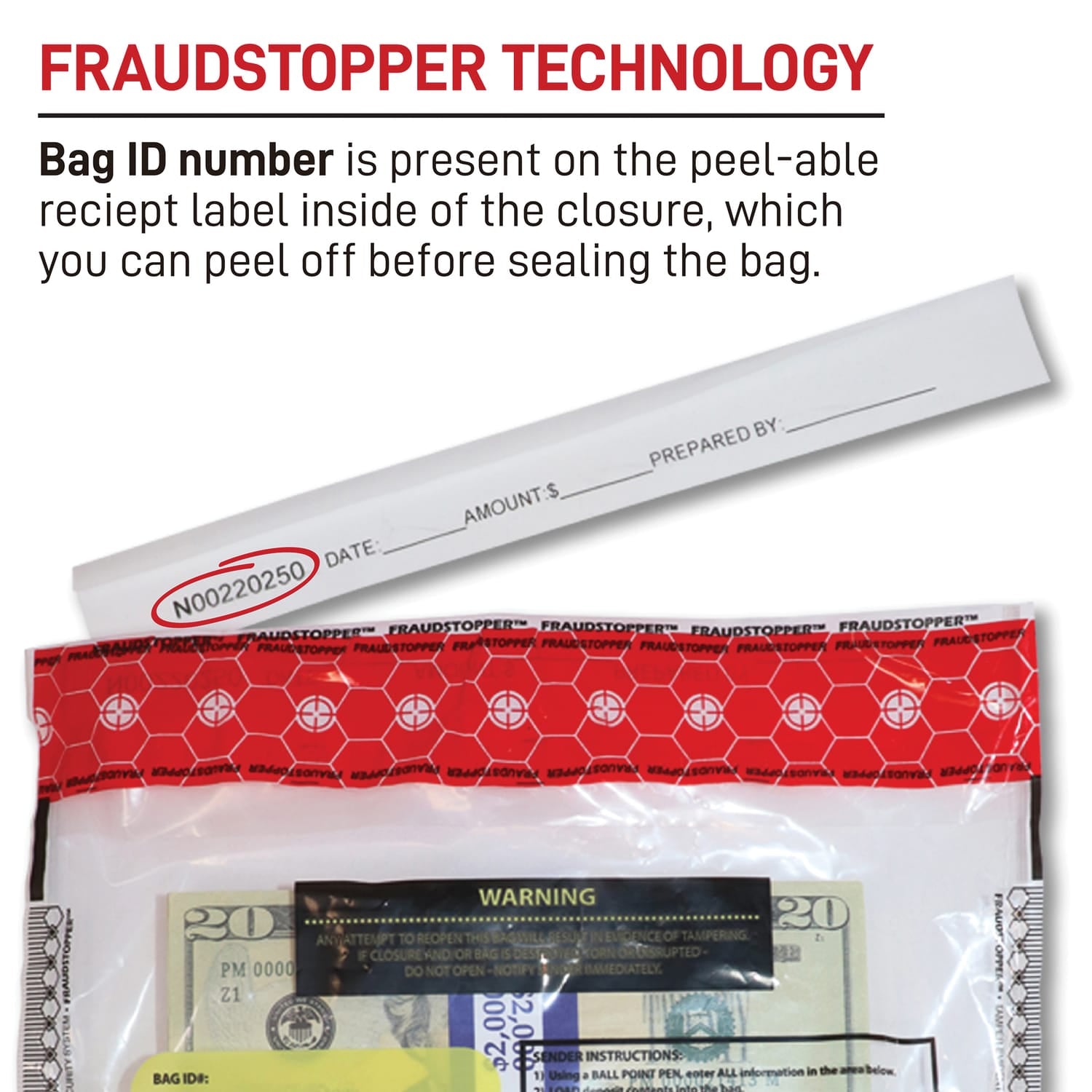 Nadex Coins Tamper-Evident 9-In. x 12-In. Clear FRAUDSTOPPER Bank Deposit Bags, 50 Pack