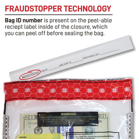 Nadex Coins Tamper-Evident 9-In. x 12-In. Clear FRAUDSTOPPER Bank Deposit Bags, 50 Pack