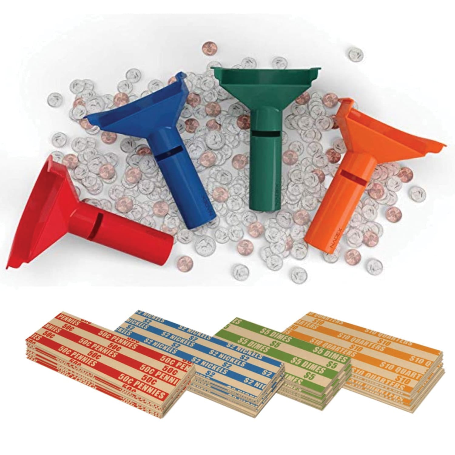 Nadex Coins 252 Coin Wrappers with Coin-Sorter Tubes