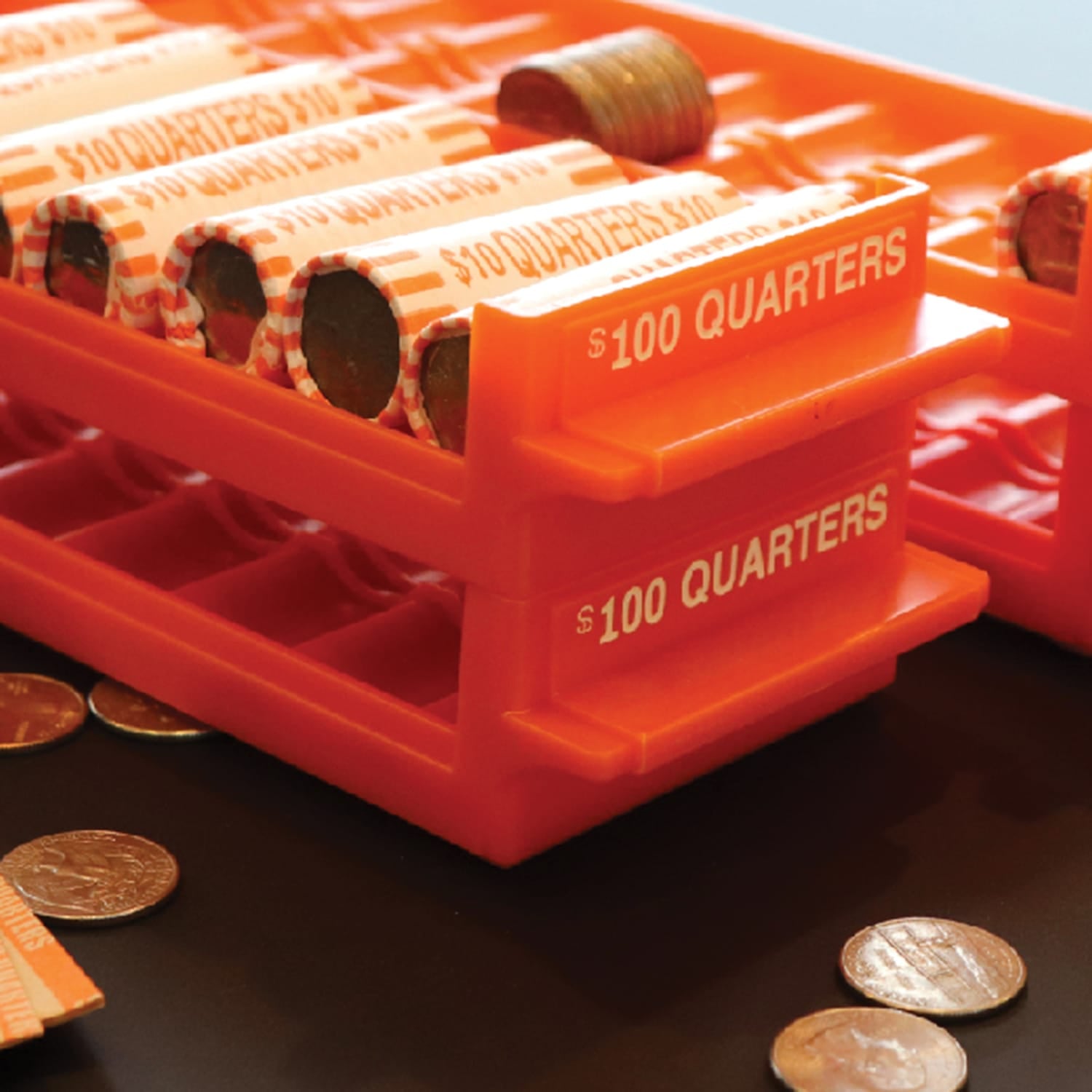 Nadex Coins Rolled-Coin-Storage Organizer Tray Sets with Ridges for Loose Coins, 4 Pack