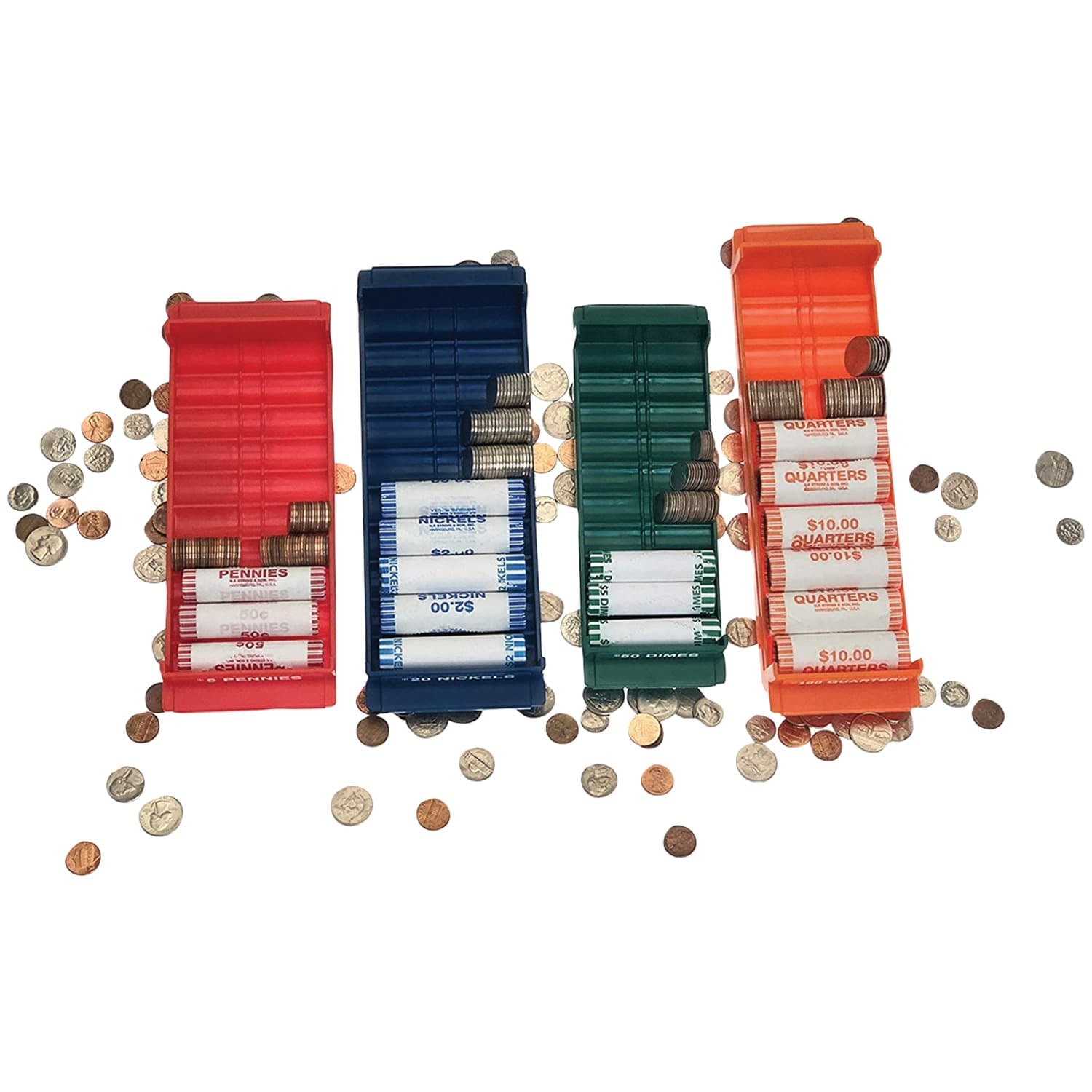 Nadex Coins Rolled Coin Storage Organizer Tray Set with Ridges for Loose Coins