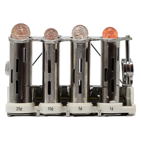 Nadex Coins 4-Barrel Steel Coin Dispenser Money Changer with Belt Clips