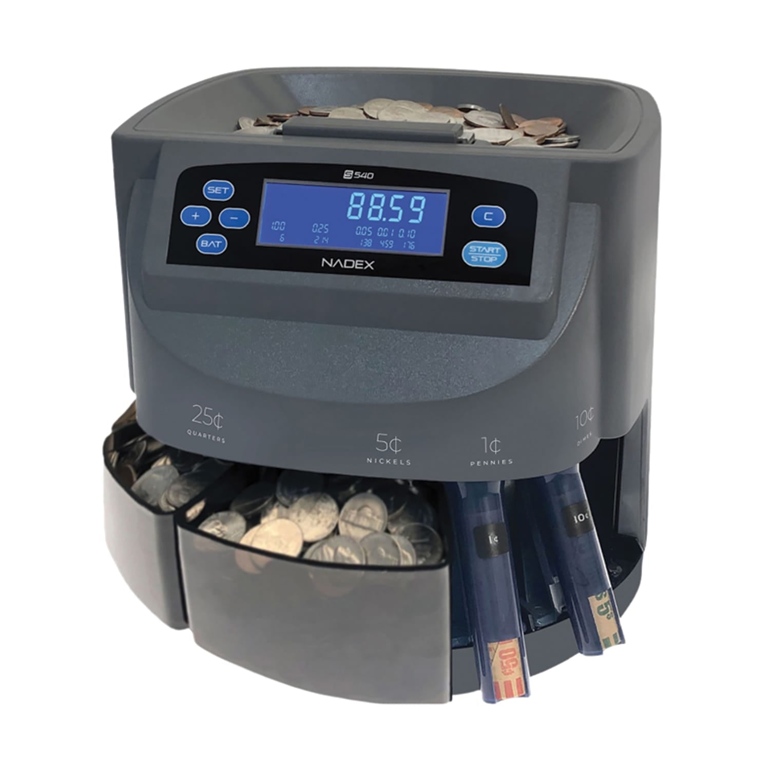 Nadex Coins S540 Coin Counting Sorter and Coin Roll Wrapper