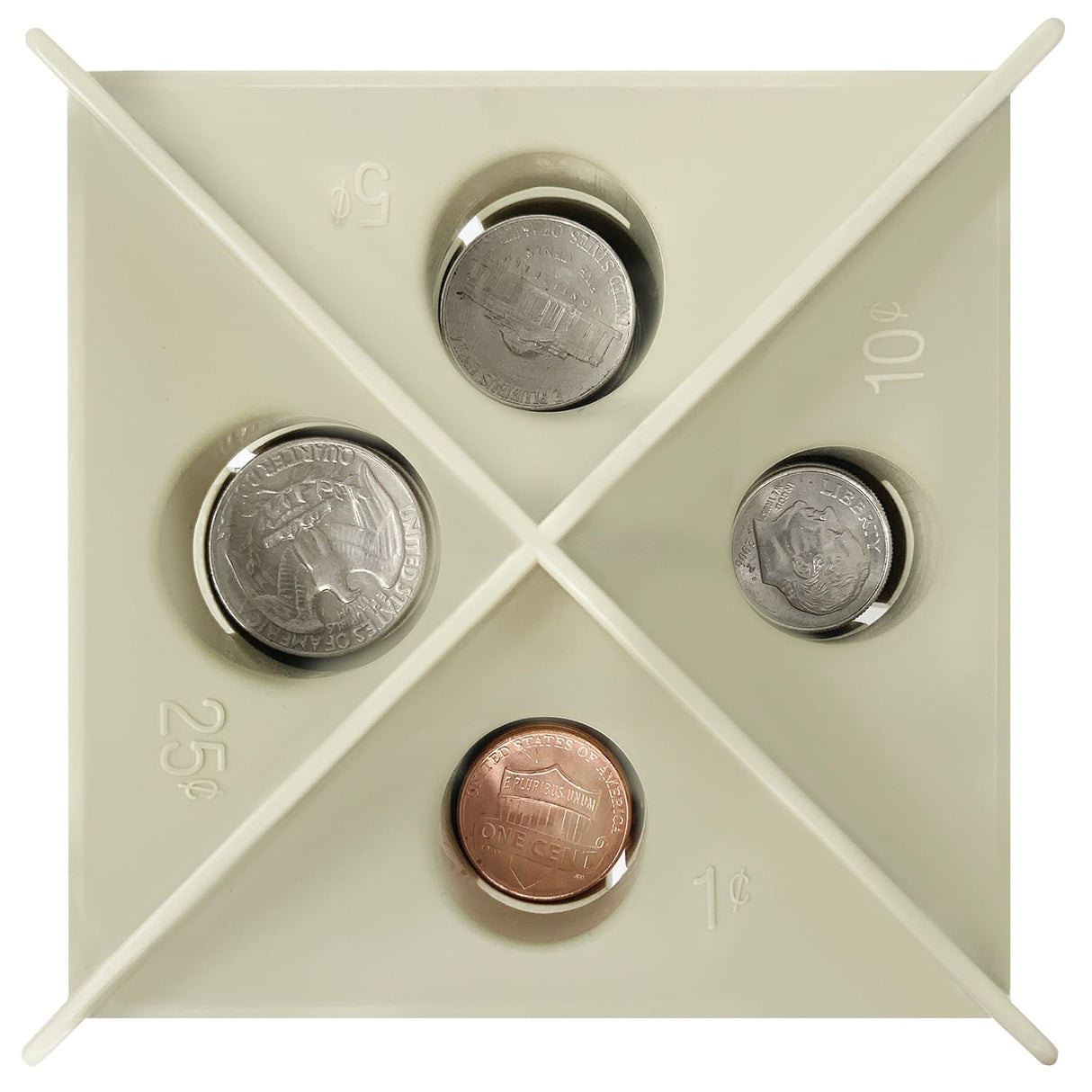 Nadex Coins 4-Compartment Manual Coin Sorting and Wrapping Organizer