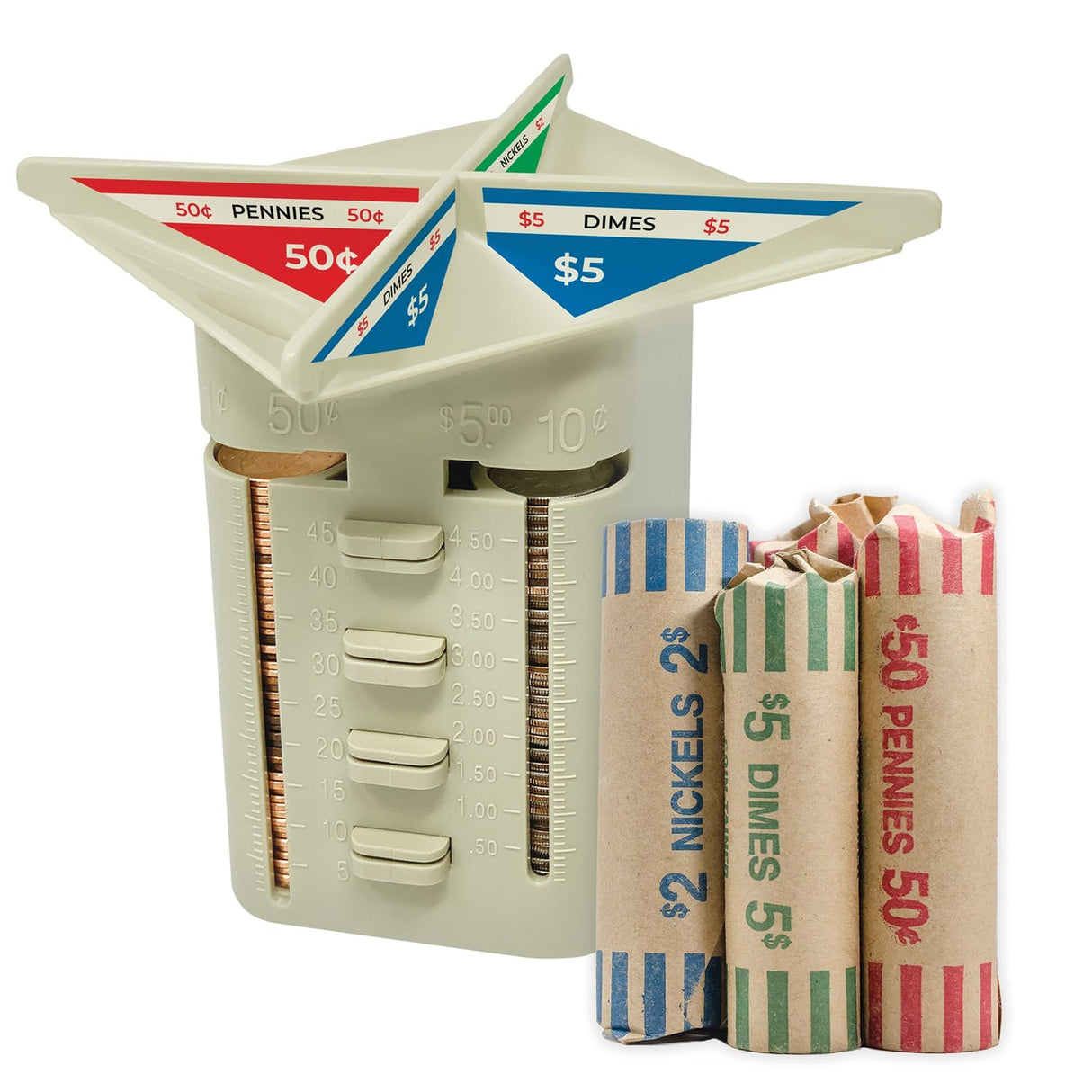 Nadex Coins 4-Compartment Manual Coin Sorting and Wrapping Organizer