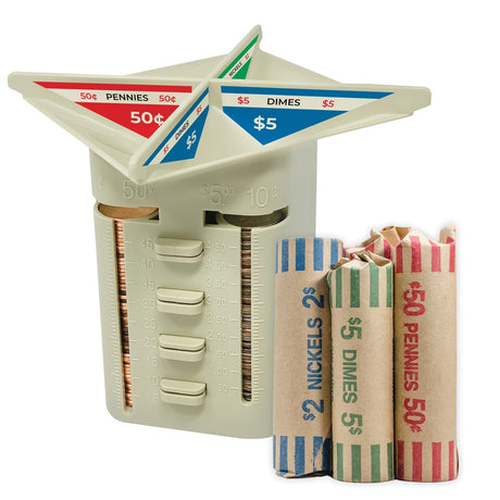 Nadex Coins 4-Compartment Manual Coin Sorting and Wrapping Organizer