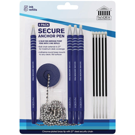 Nadex Coins 4-Pack Secure Counter Ballpoint Pens, Blue