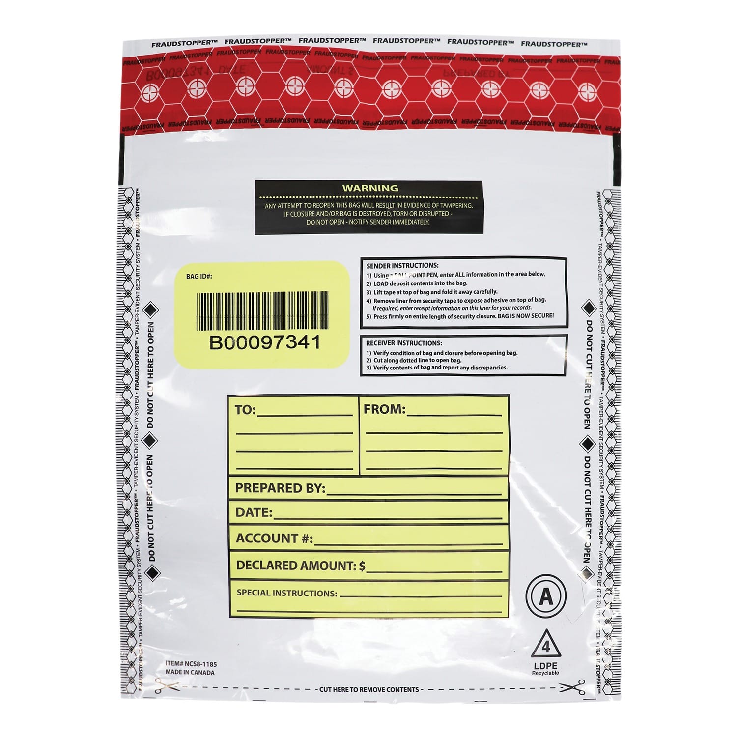 Nadex Coins Tamper Evident 9-Inch x 12-Inch FRAUDSTOPPER Bank Deposit Bags, 100 Pack, Opaque
