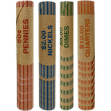 Nadex Coins 256 Assorted Preformed Crimped End Coin Roll Wrappers, 64 Each of Nickels, Dimes, Pennies, and Quarters