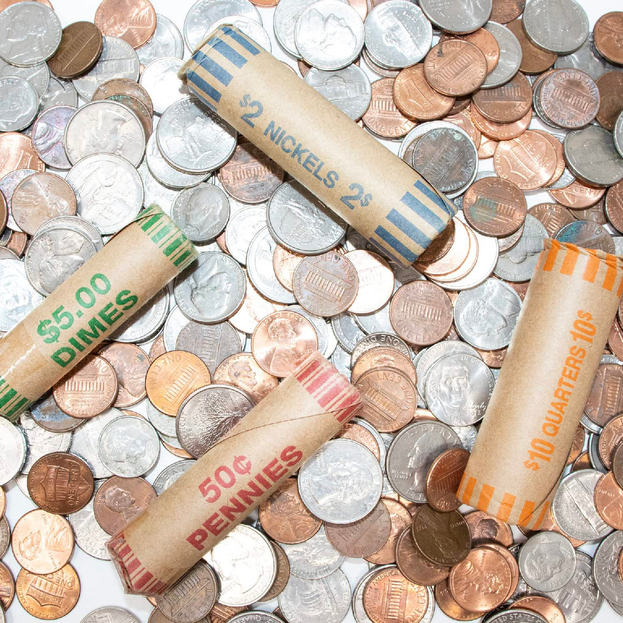 Nadex Coins 256 Assorted Preformed Crimped End Coin Roll Wrappers, 64 Each of Nickels, Dimes, Pennies, and Quarters
