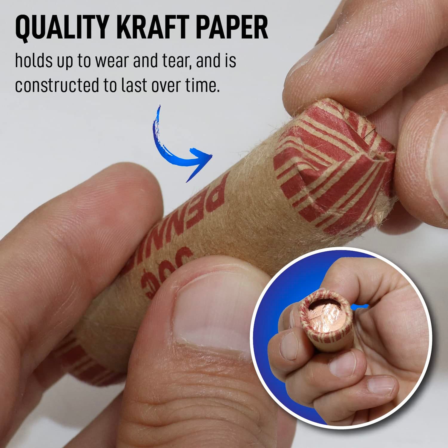 Nadex Coins 256 Assorted Preformed Crimped End Coin Roll Wrappers, 64 Each of Nickels, Dimes, Pennies, and Quarters