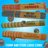 Nadex Coins 256 Assorted Preformed Crimped End Coin Roll Wrappers, 64 Each of Nickels, Dimes, Pennies, and Quarters