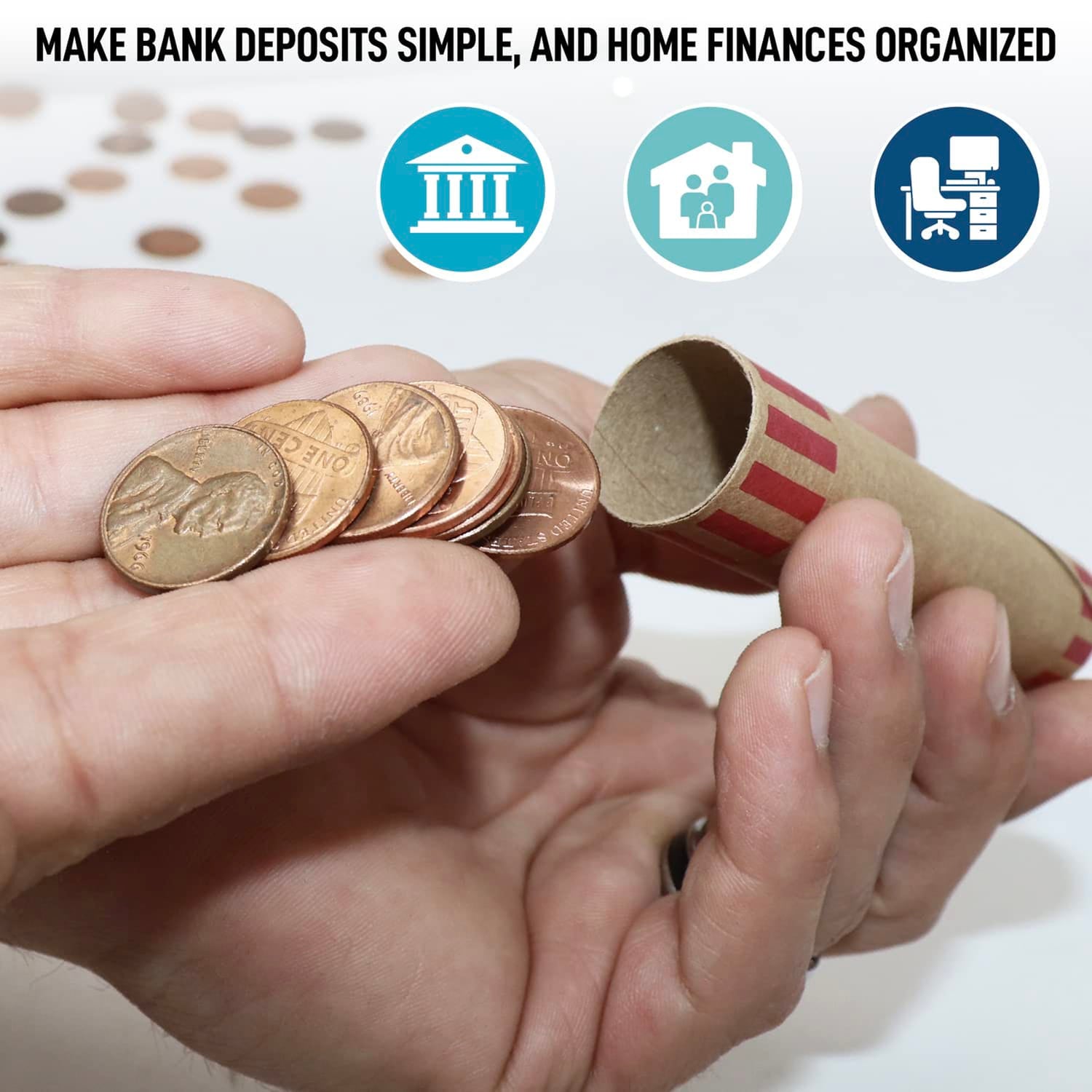 Nadex Coins 256 Assorted Preformed Crimped End Coin Roll Wrappers, 64 Each of Nickels, Dimes, Pennies, and Quarters