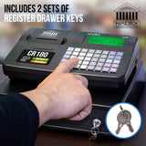 Nadex Coins CR180 Steel Cash Register with Coin Drawer, 6800 PLUs and 60 Departments, Black