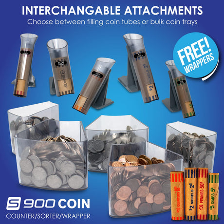 Nadex Coins S900 Coin Counter, Sorter, and Wrapper Machine