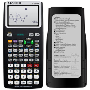 Nadex Coins C-270 Scientific Calculator with Black and White Graph Functions, Battery Powered, Black