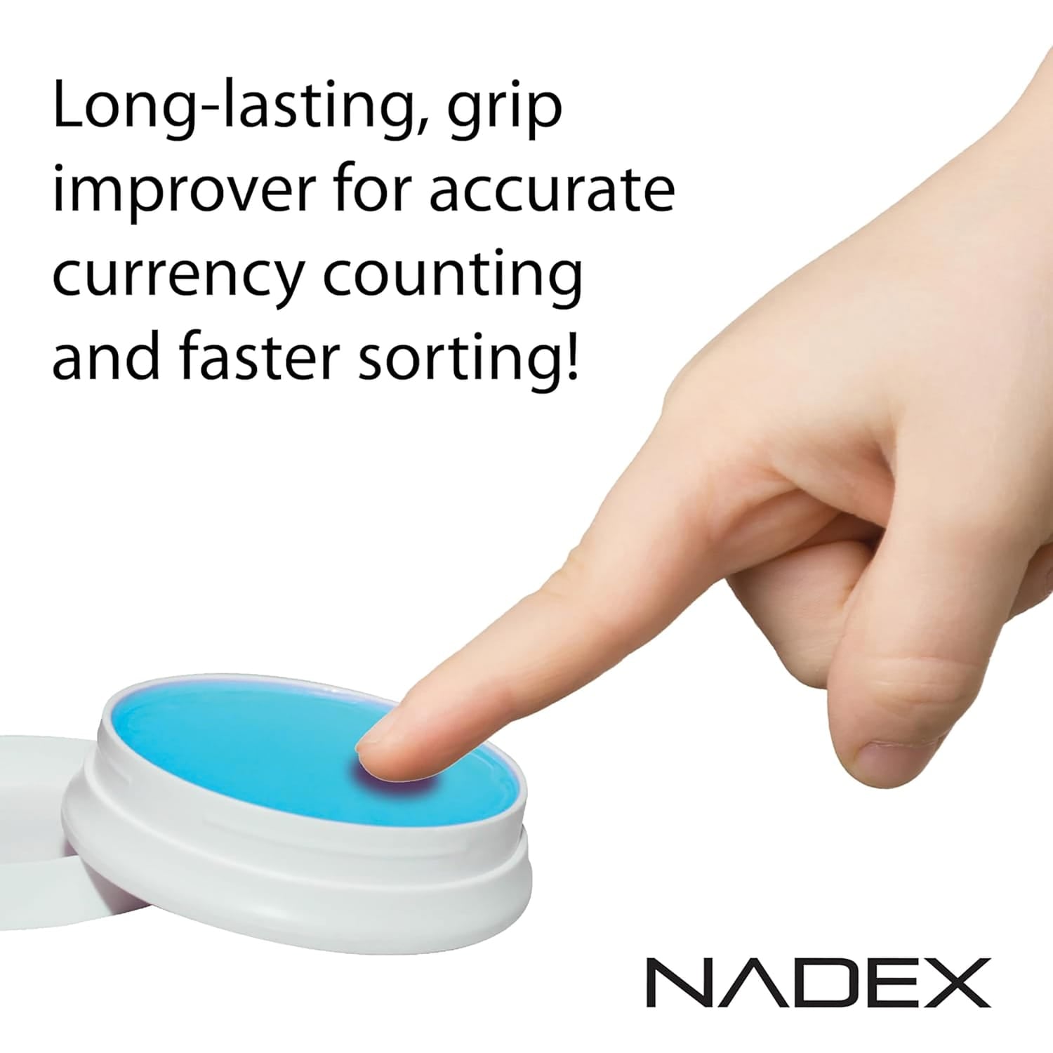 Nadex Coins Non-Slip Cash-Counting Fingertip Moistener Pads, 3 Pack, Blue
