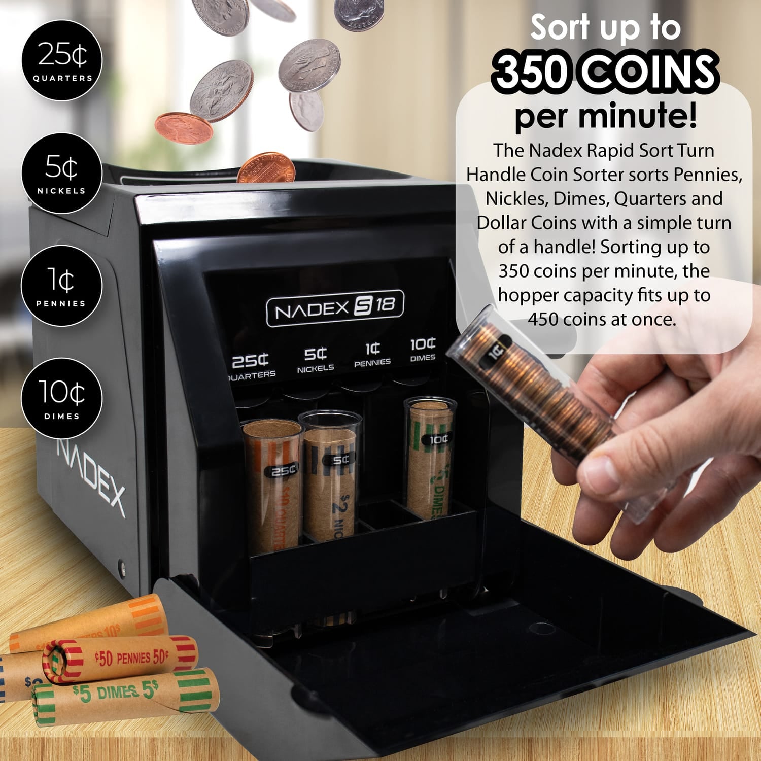 Nadex Coins S18 Manual Coin Sorter and Wrapper