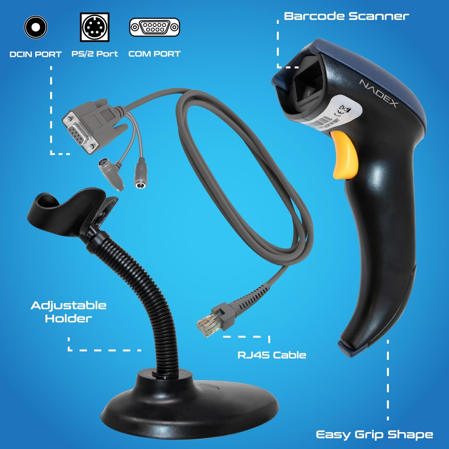 Nadex Coins Handheld Barcode Laser Scanner for CR260/CR360/CR600 Cash Registers