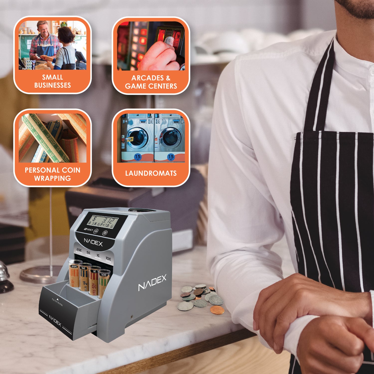 Nadex Coins S180 Digital Coin Counter, Sorter, and Wrapper