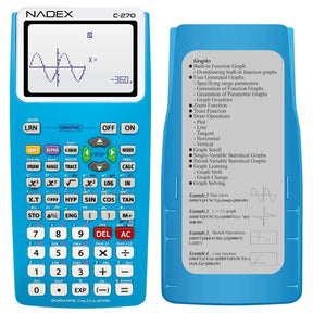 Nadex Coins C-270 Scientific Calculator with Black and White Graph Functions, Battery Powered, Blue