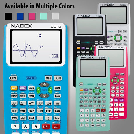 Nadex Coins C-270 Scientific Calculator with Black and White Graph Functions, Battery Powered, Blue