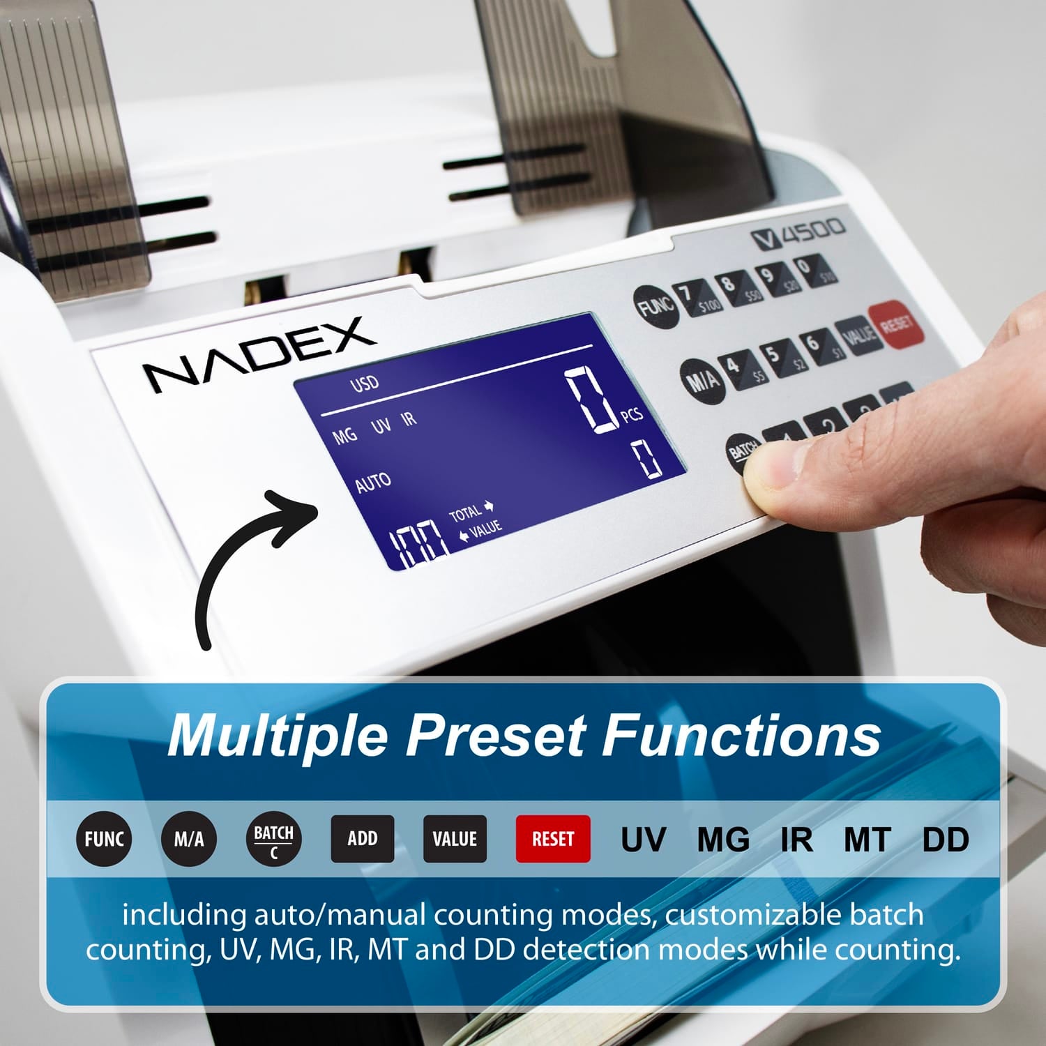 Nadex Coins V4500 Front-Loading Bill Counting Machine