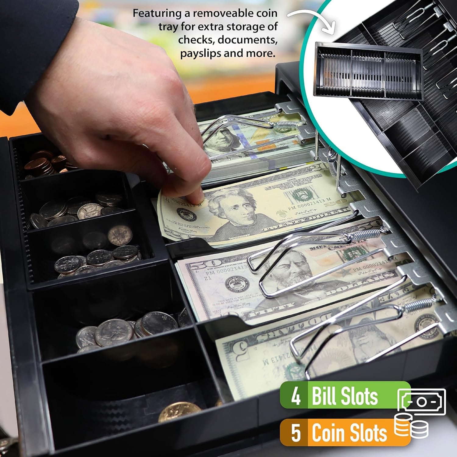 Nadex Coins CR260 Electronic Cash Register with Steel Drawer, Thermal Printer, Operator and Customer Displays, and User-Friendly Interface
