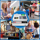 Nadex Coins CR180 Electronic Cash Register with Locking Cash Drawer, Thermal Printer, 2 Displays, 60 Depts., 6800 PLUs, Serial/USB Ports, White