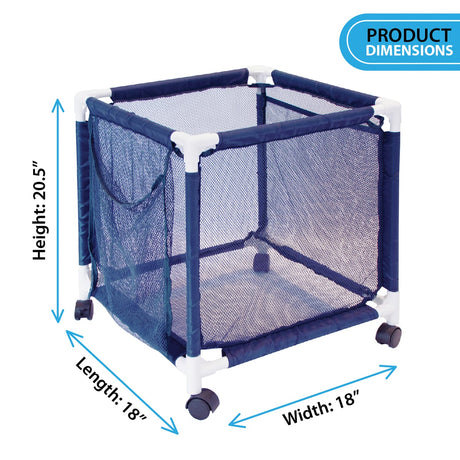 Pool Bins Pool Storage Organizer Mesh Rolling Pool Equipment Bin, Mini, Blue