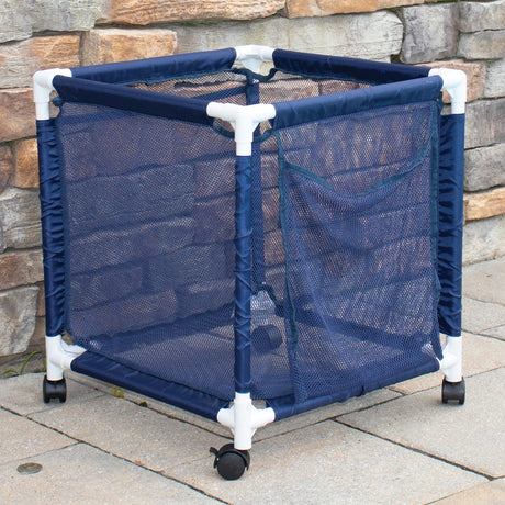 Pool Bins Pool Storage Organizer Mesh Rolling Pool Equipment Bin, Mini, Blue