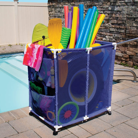 Pool Bins Pool Storage Mesh Rolling Organizer, Extra Large, 35 In. x 25.4 In. x 37.5 In., PB-L300