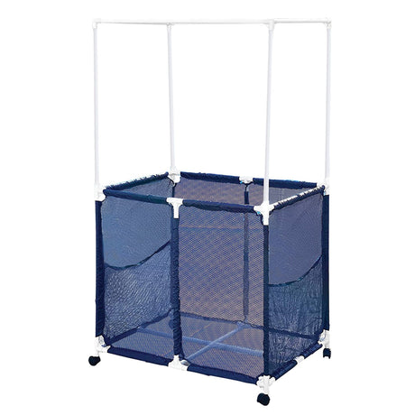 Pool Bins Pool Storage Mesh Rolling Organizer with Towel Hanger Bars, Double Decker, 25 In. x 34.5 In. x 62.6 In., PB-L360
